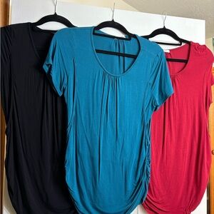 3, Elegant Nursing, Breastfeeding Women's Teal, Red, and Black Blouses